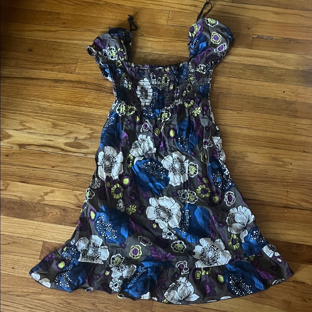 Floral Midi Dress - Blue and Purple